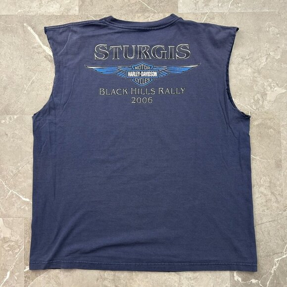 Vintage Harley Davidson Graphic Tee Mens 2XL XXL Sleeveless Sturgis y2k Buffalo - Picture 2 of 10